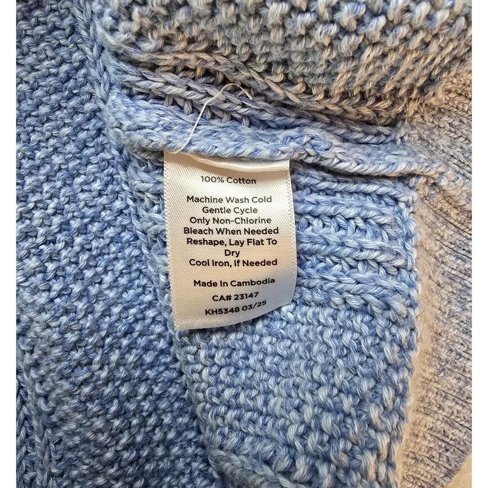 Talbots Womens Light Blue Cable Knit Cotton Sweater Crewneck L Preppy - Picture 5 of 7